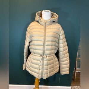 NWT! Lauren Ralph Lauren Hooded Puffer Quilted Jacket Oam Birch Size M FreeShip